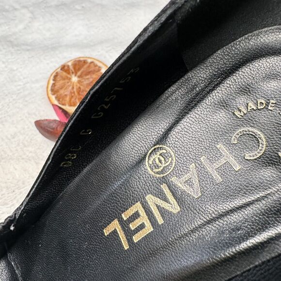 Chanel Shoes Vintage Satin CC Tulle Rosette 80s Cocktail Party Pumps 36 Black - Picture 6 of 13